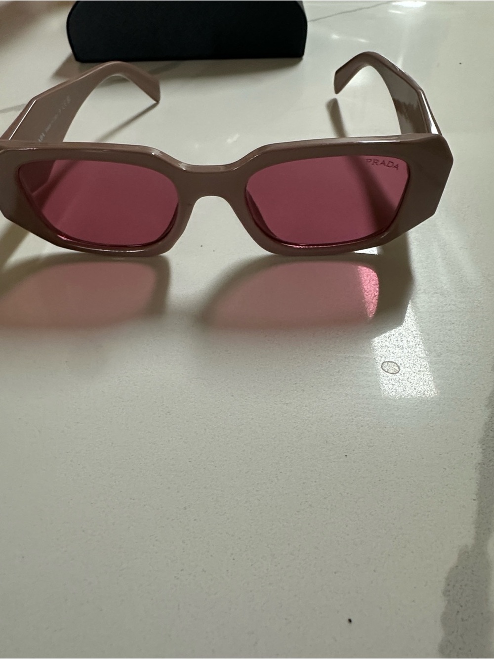 Prada Pink Frame Sunglasses with Rose-Tint Lenses